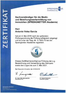 Zertifikat Sachverständiger für die Markt- und Beleihungswertermittlung (Sprengnetter Akademie)