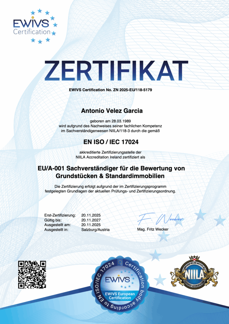 Zertifikat DIN 17024 Antonio Velez Garcia